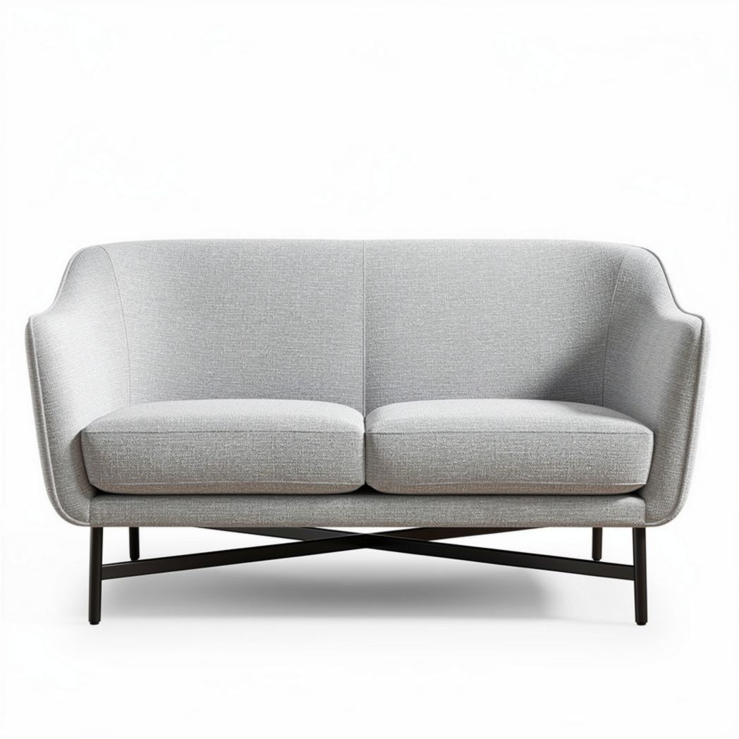 Divano grigio chiaro in tessuto con struttura metallica dimensioni 175 x 80 x 80cm