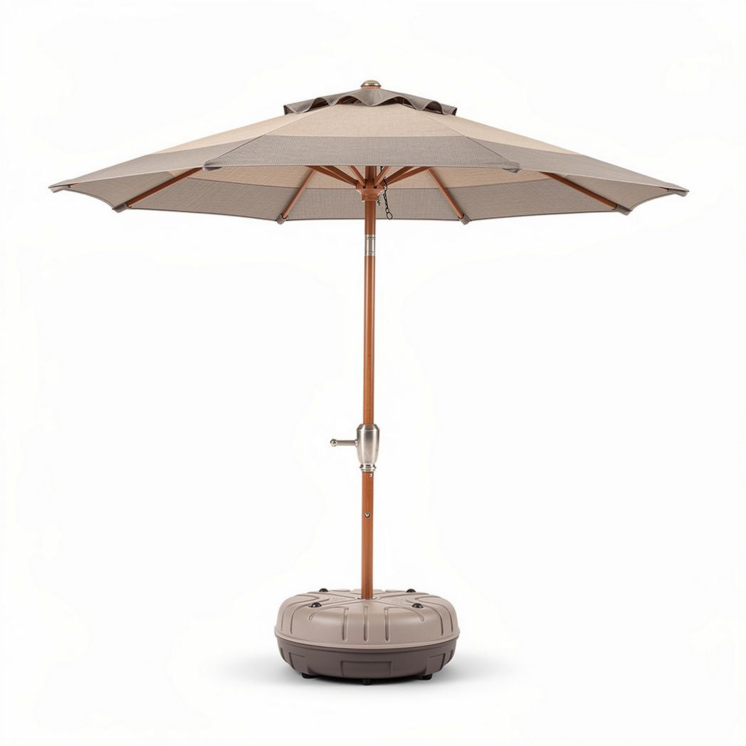 Ombrellone da giardino con base in plastica e struttura in legno beige 200 x 200 x 250cm