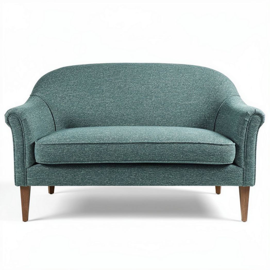 Divano in tessuto blu with piedi in legno dimensioni 150 x 80 x 75cm