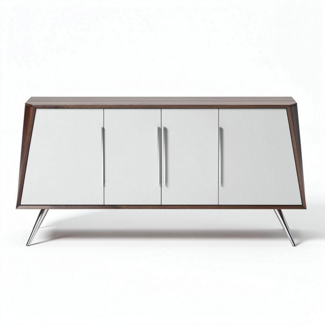 Mobiletto moderno in legno e bianco 150 x 40 x 75 cm con ante scorrevoli