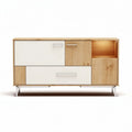 Mobile porta TV in legno e bianco con armadietti e ripiani 120 x 45 x 75cm