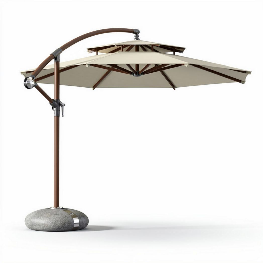 ombrellone da giardino con struttura in alluminio e tessuto beige 250 x 250 x 250cm