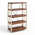 Scaffale in legno marrone con struttura in metallo dorato 90 x 40 x 150cm
