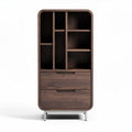 Mobiletto in legno scuro con ripiani e cassetti 80 x 40 x 160cm