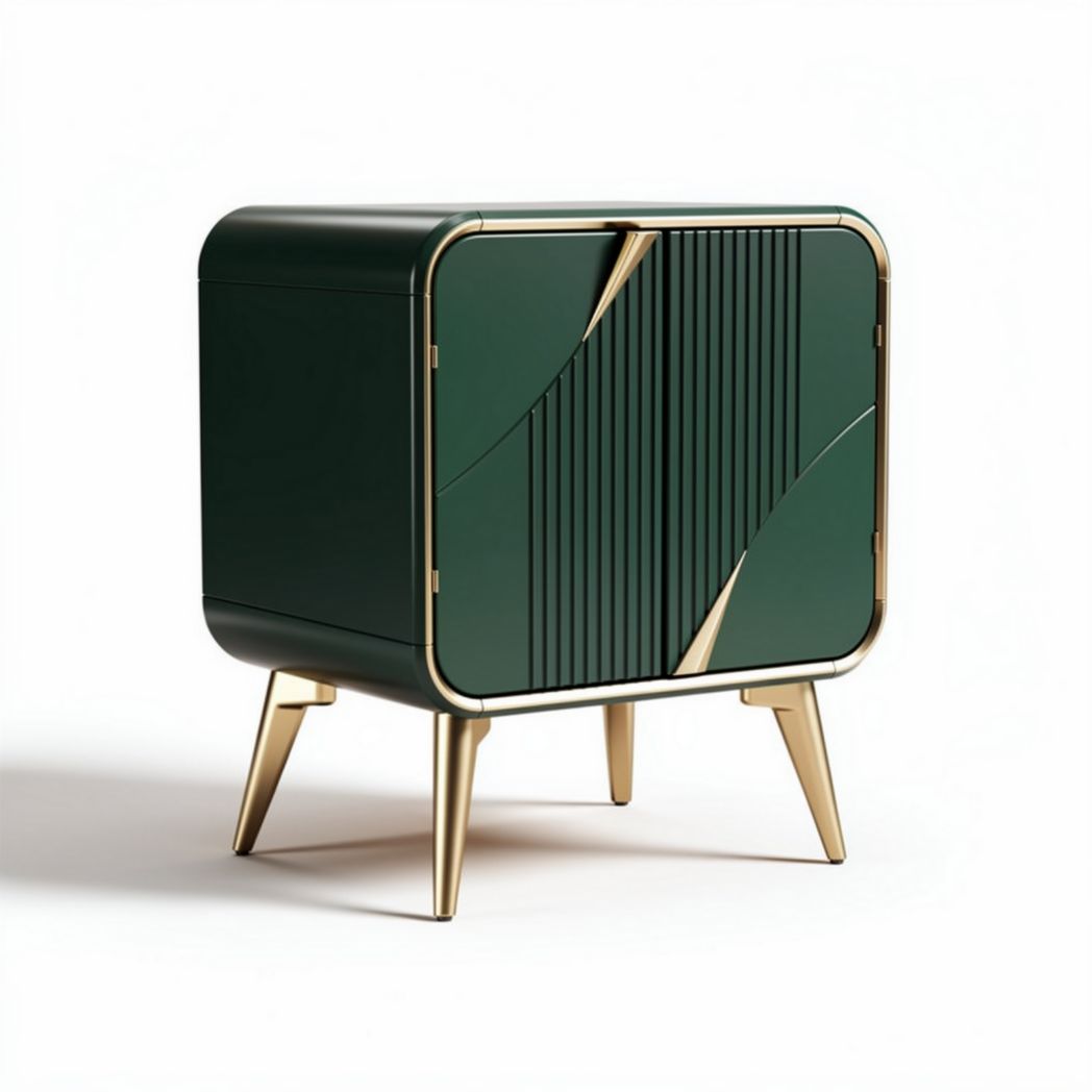 Cassettiera verde in metallo con finiture dorate dimensioni 50 x 40 x 60cm