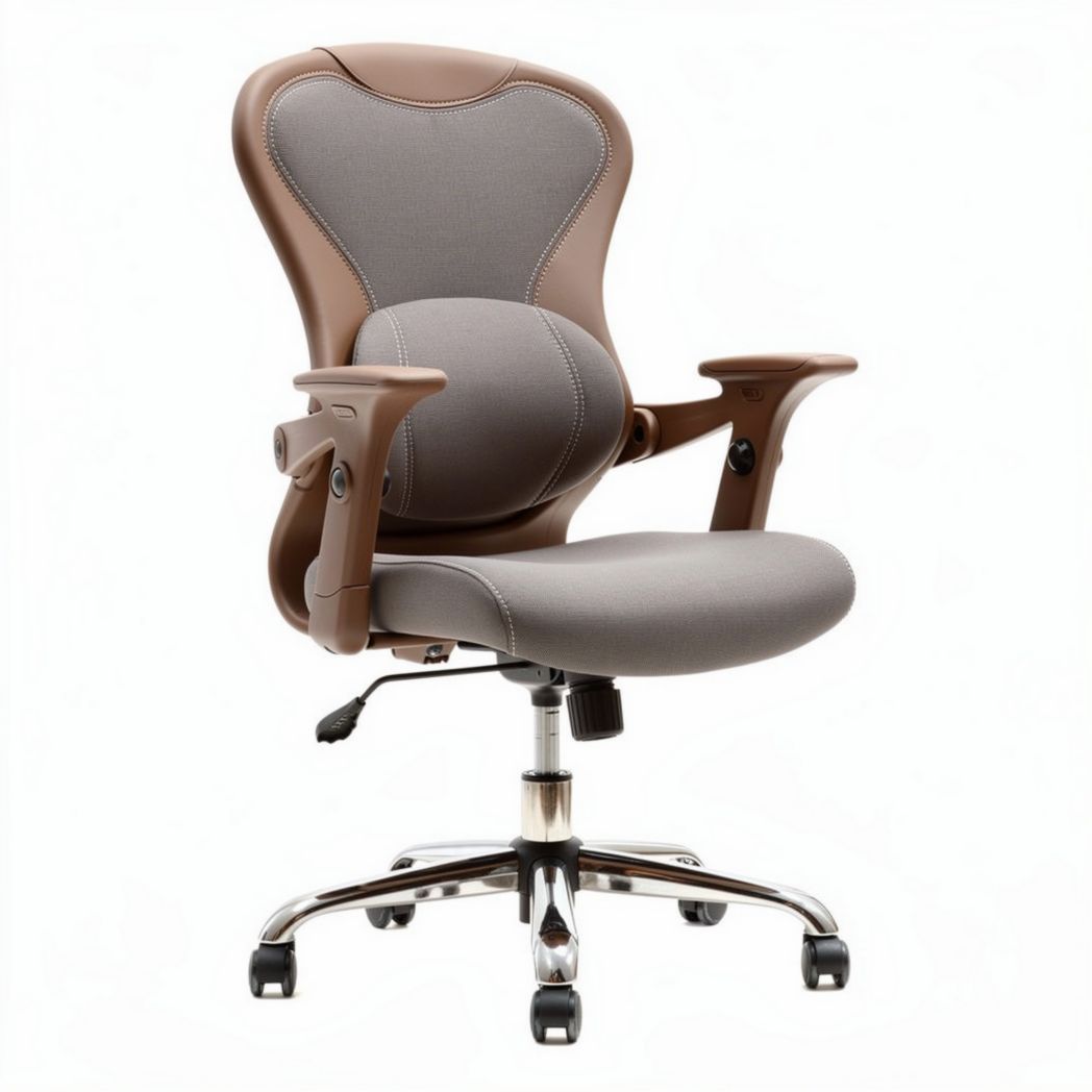 Sedia da ufficio ergonomica con rivestimento in tessuto grigio e braccioli regolabili 70 x 70 x 120cm