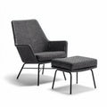 Poltrona in rattan nero con poggiapiedi dimensioni 70 x 70 x 100cm