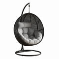 Poltrona a sospensione in rattan sintetico grigio con cuscini 90 x 90 x 120cm