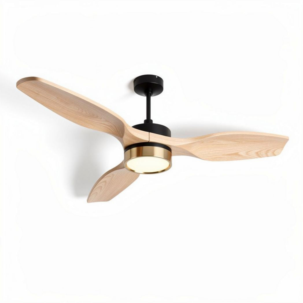 Ventilatore da soffitto in legno di faggio 120 x 120 x 30cm con luce LED integrata