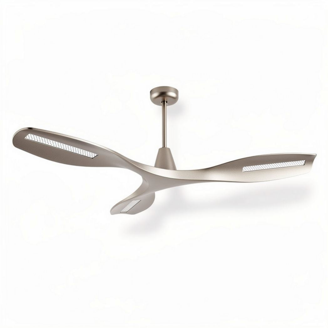 Ventilatore a soffitto in metallo finitura grigia con luce integrata 120 x 120 x 30cm